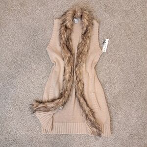 NWT Y2k Vintage RXB Fur Lined Knit Cardigan size small